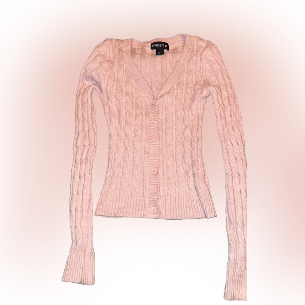 Forever 21 Light Pink Cable Knit Cardigan